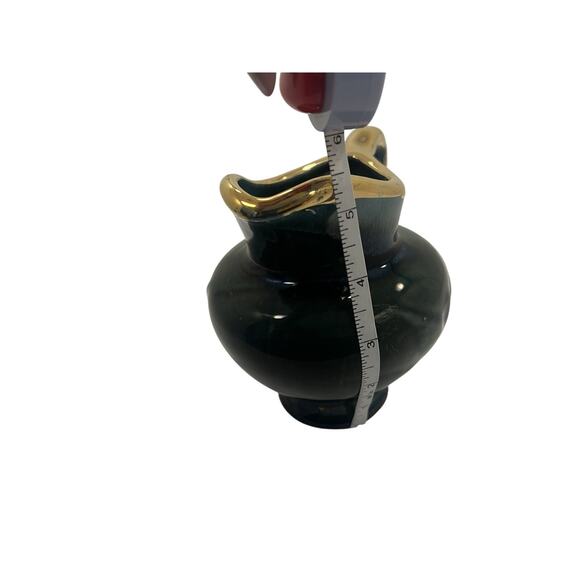 Hull emerald green drip glaze pitcher with eagle embossed, 6" - Picture 9 of 9